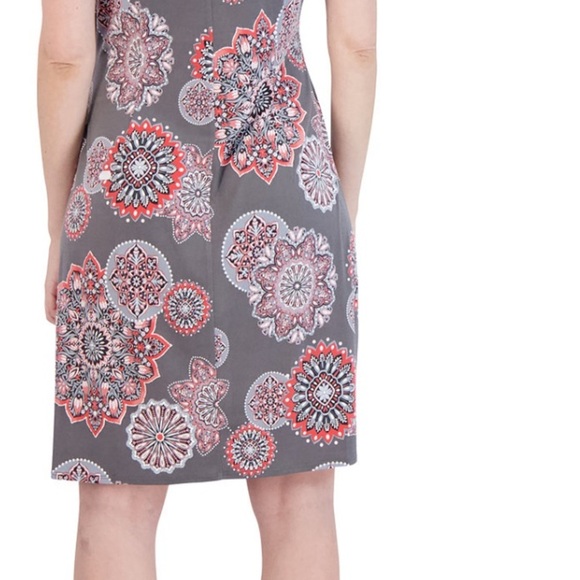 Floral Gray and Pink Women's Dress - Picture 3 of 8